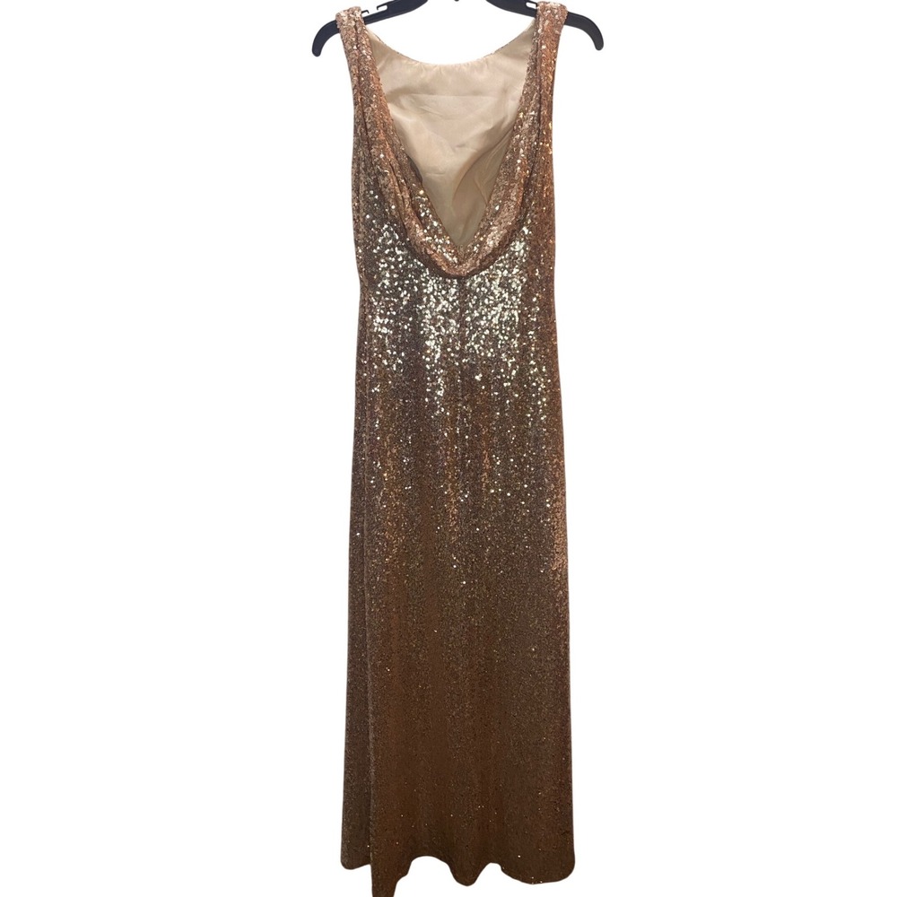 Christina Wu Celebration Rose Gold Sequin Formal Gown Size 4 Evening Prom Dress - Picture 3 of 10